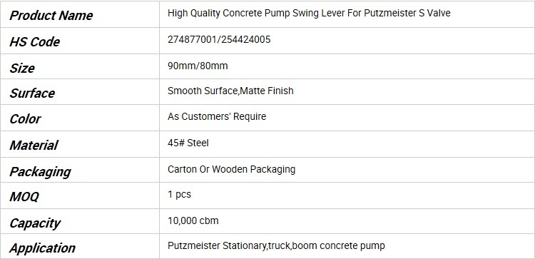 Concrete Pump Spare Parts Swing Shift Lever para sa Putzmeiste/Schwing