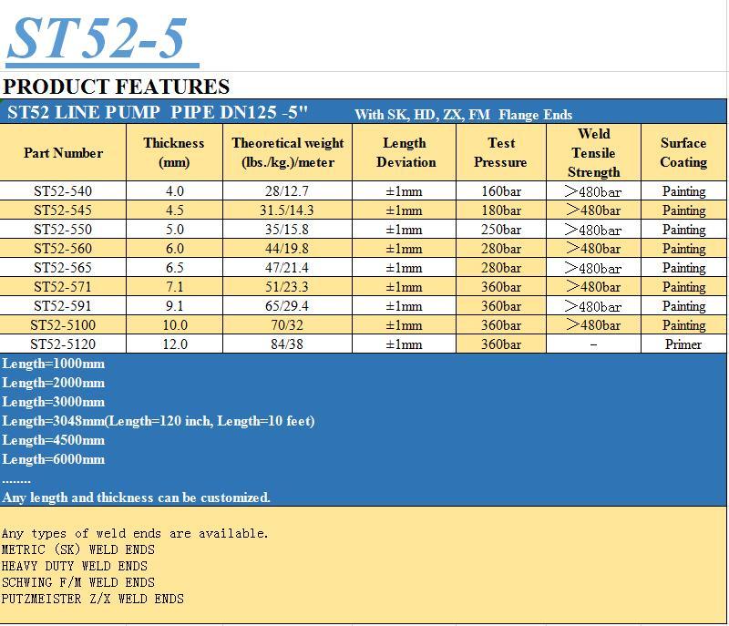 Concrete Pump Seamless Pipe with Sk/Zx/FM/HD Flange